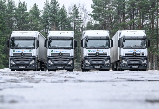Jusema truck fleet lined up for international road freight transport in Europe